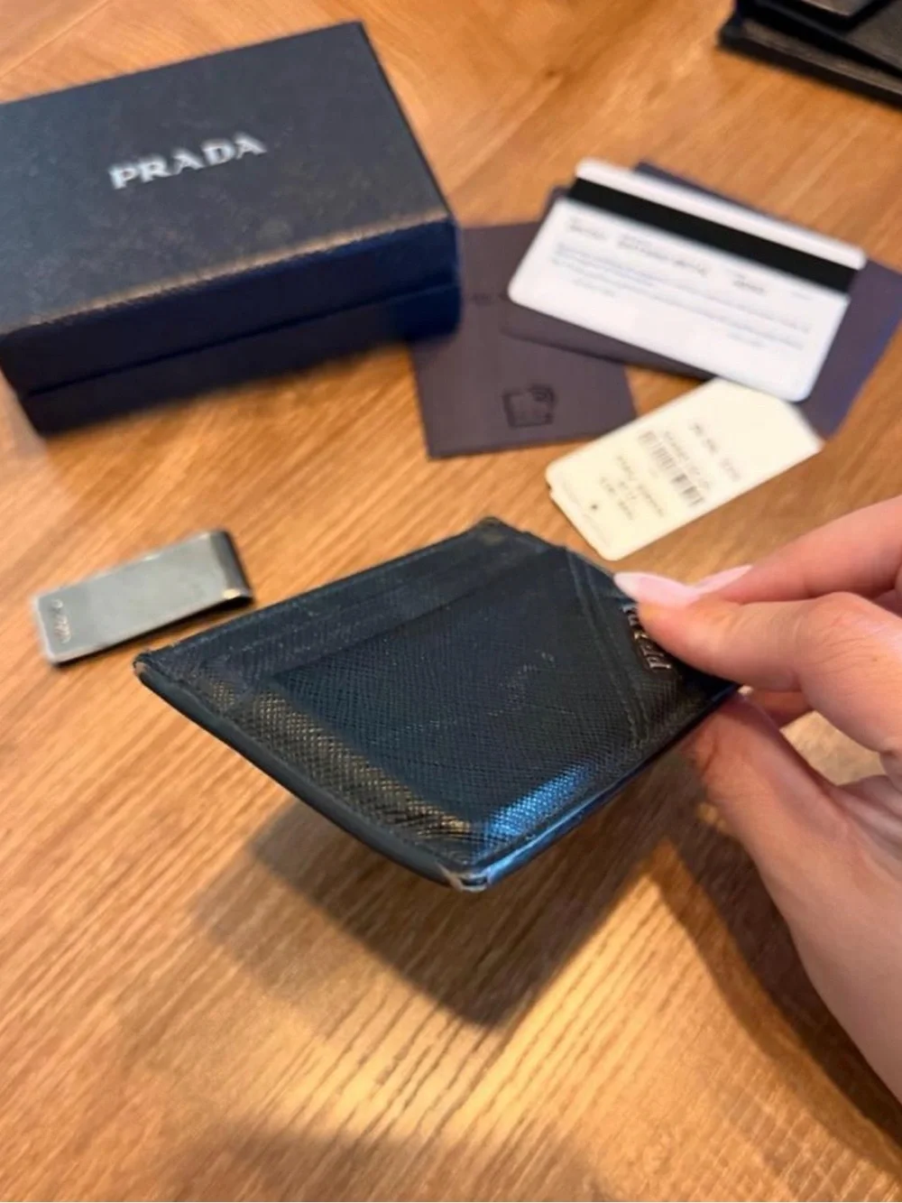 Prada Saffiano Leather Card Case + Money Clip